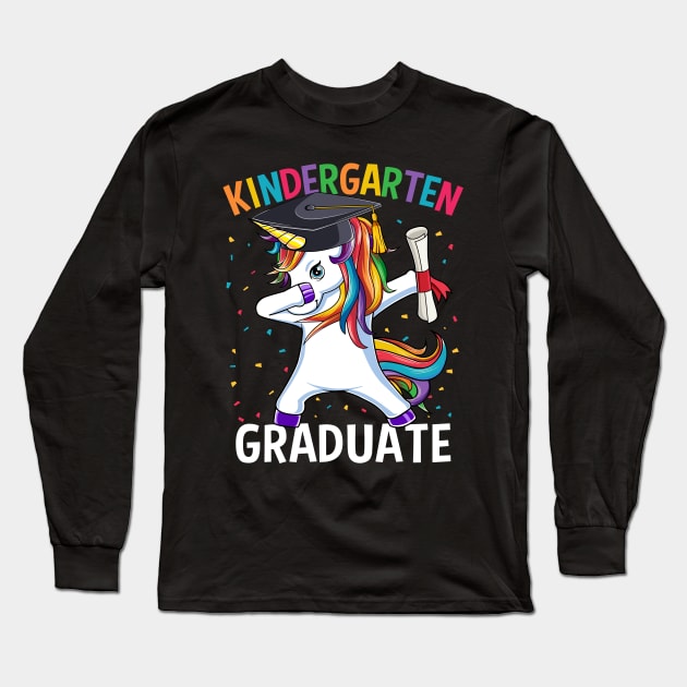 Dabbing Unicorn Kindergarten Graduation Gift Long Sleeve T-Shirt by HCMGift